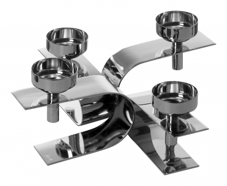 Suporturi lumanari - PASSIONA, Suport lumânare pentru tea lights, nichel, 30x30x12 cm