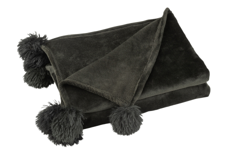 Paturi si cuverturi - Patura plaid, Material sintetic, Negru, 170x130x1