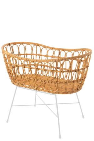 Mobilier copii - Patut + saltea, Ratan/Bambus, Natural, 85x51.5x72 cm