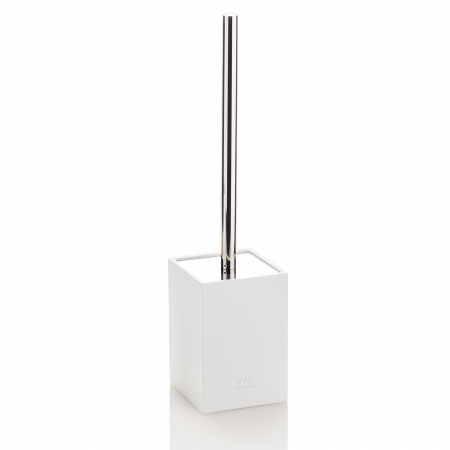 Accesorii baie - Perie de toaleta cu suport ELFO, Rasina/Metal/Abs, Alb, 8.8x8.8x14.2 cm