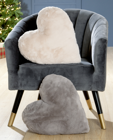 Perne si fete de perne - Set 2 perne asortate Heart, panza, crem/gri, 42x14x44 cm