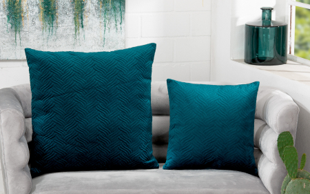 Perne si fete de perne - Perna Velluto, Poliester, Albastru petrol, 43x43x15 cm