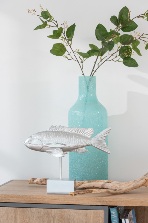 Mare si soare - Decoratiune Peste, Compozit, Argintiu, 33x7x25.5 cm