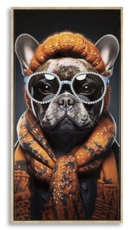 Decoratiuni de perete - Pictură pe pânză lăcuită, BULLY -a- ramă inclusă 42,5x2,8x82,5 cm