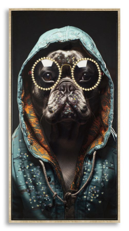Decoratiuni de perete - Pictură pe pânză lăcuită, BULLY -b- ramă inclusă 42,5x2,8x82,5 cm