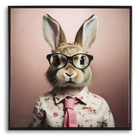 Decoratiuni de perete - Pictură pe pânză lăcuită, BUNNY ramă inclusă 62,5x2,8x62,5 cm