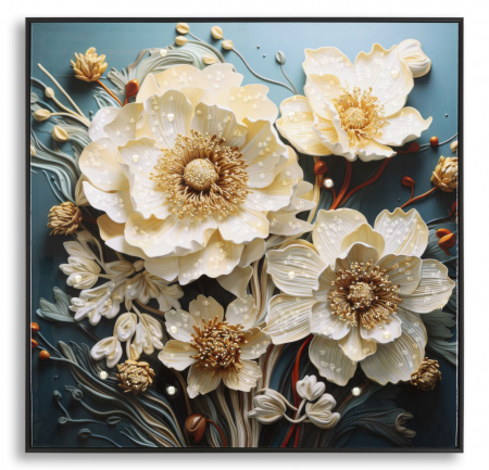 Decoratiuni de perete - Pictură pe pânză lăcuită, NARCY -b- ramă inclusă 82x4x82 cm