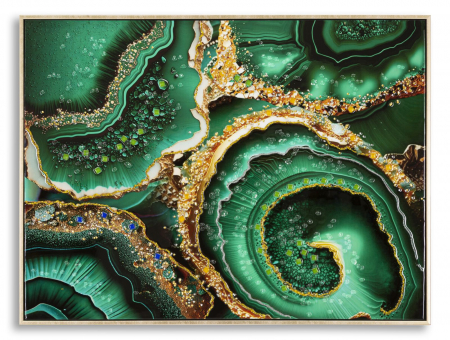 Decoratiuni de perete - Pictură pe pânză lăcuită, SMERALDY -a- ramă inclusă 82x4x62 cm