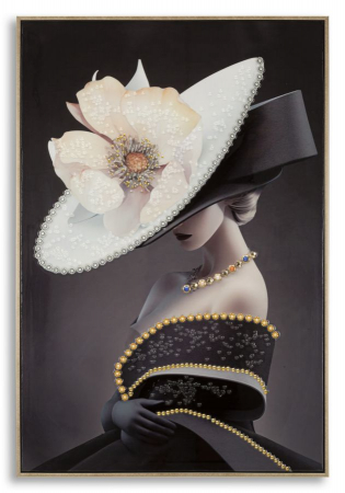 Decoratiuni de perete - Pictură pe pânză lăcuită, WIEN hat -b- ramă inclusă 62x4x92 cm