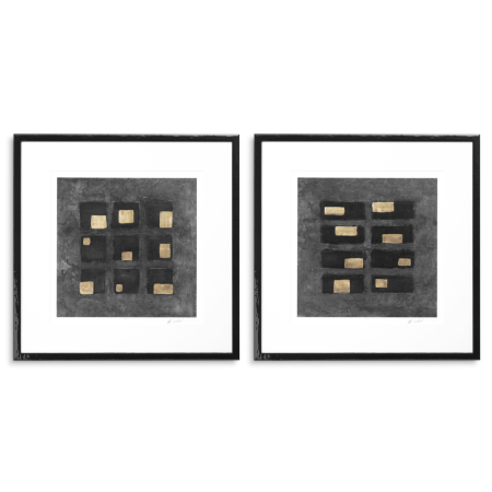Tablouri - Print Washed Black Squares de Michael Willett, Set de 2 |W. 74 | D. 5.5 | H. 74 cm | per frame