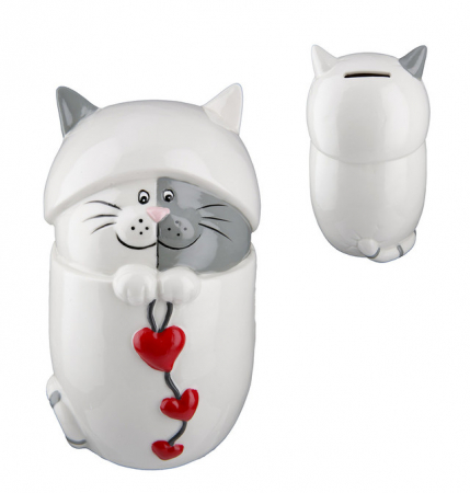 Animale - Pusculita din porțelan Pisica Amor