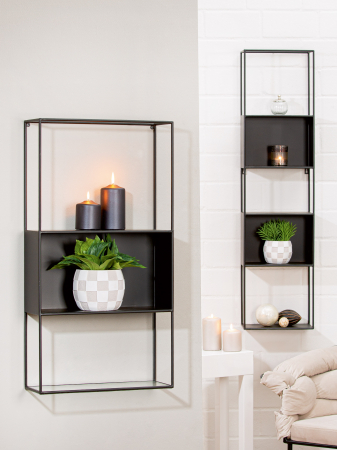 Polite si rafturi - Raft Close, sticla/metal, negru, 45x85x15 cm