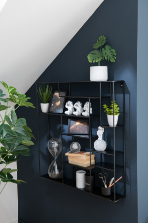 Polite si rafturi - Raft Maranta, Metal, Negru, 80x11.5x80