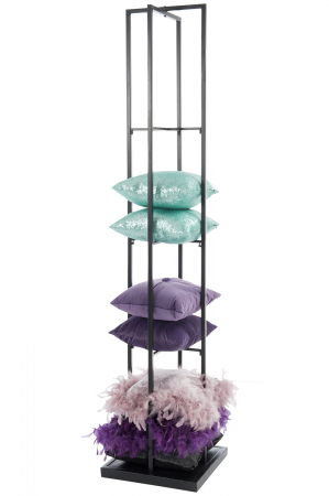 Organizatoare - Suport de perne, Metal, Negru, 45.5x45.5x211 cm