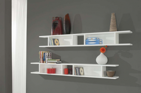 Polite si rafturi - Rafturi SLIM 2, Melamina, Alb, 19.6x18x160 cm