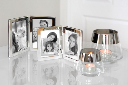 Rame foto - Rama foto dubla CLASSIC, placata cu argint, 17.5x25 cm