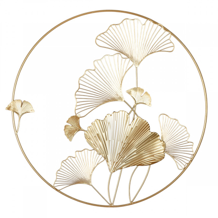 Decoratiuni de perete - Relief de perete, rotund, Golden Ginkgo, motiv Ginkgo, Metal, auriu, PU 2, L. ,5 cm, D. 50 cm