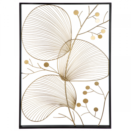 Decoratiuni de perete - Relief mural, motiv crenguță, metal, negru, auriu, PU 2, L. 4 cm, l. 51 cm, H 76 cm