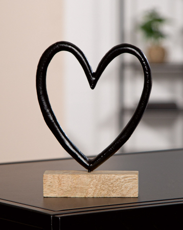 Dragobete - Relief suport, Inimă, Inimă, Aluminiu, negru, PU 12, L. 3 cm, L. 11,5 cm, H. 15 cm