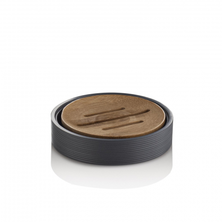 BAIE - Savoniera FOX, Rasina/Bambus, Gri,  11x11x2.1 cm