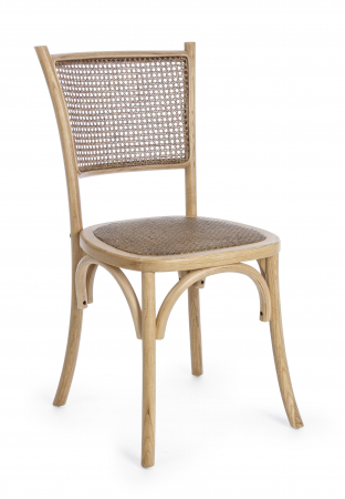 Scaune dining - Scaun Carrel, Lemn/Ratan, Maro, 45x53x89 cm