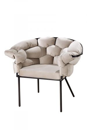 Scaune dining - Scaun Connect, Metal/Panza, Crem, 64x81x75 cm