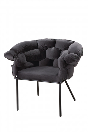 Scaune dining - Scaun Connect, Metal/Panza, Negru, 64x81x75 cm