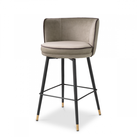 Scaune de bar - Scaun counter, Grenada savona greige catifea, Dims: W. 53 | D. 48 | H. 91 | SD. 41.5 | SH. 69 (CM)