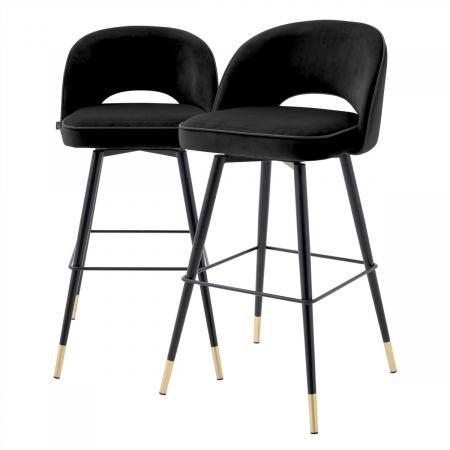 Scaune de bar - Scaun de bar, Cliff roche set de 2 catifea neagra