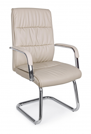 Scaune de birou - Scaun de birou Sydney, Otel/Piele ecologica, Bej, 58x60.5x101.5 cm