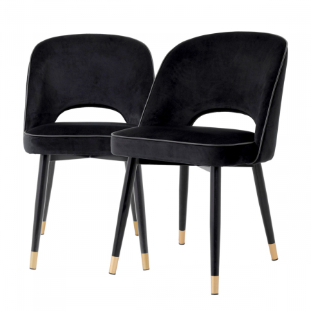 Scaune dining - Scaun dining, Cliff Roche din catifea neagra set de 2