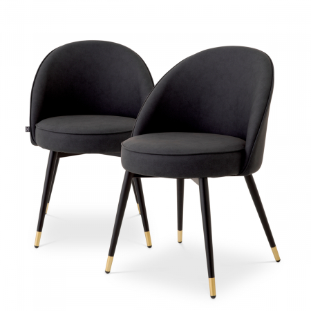 Scaune dining - Scaun dining, Cooper din imitație de piele, gri set de 2
