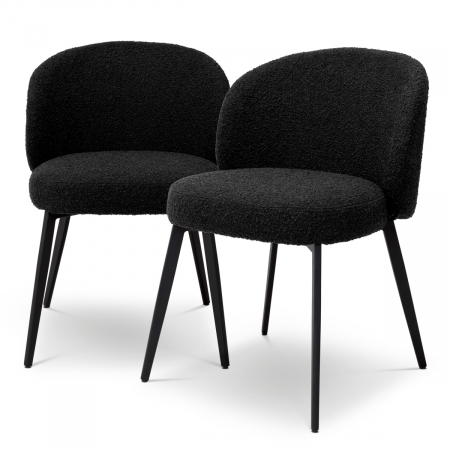 Scaune dining - Scaun dining, Lloyd bouclé negru, set de 2