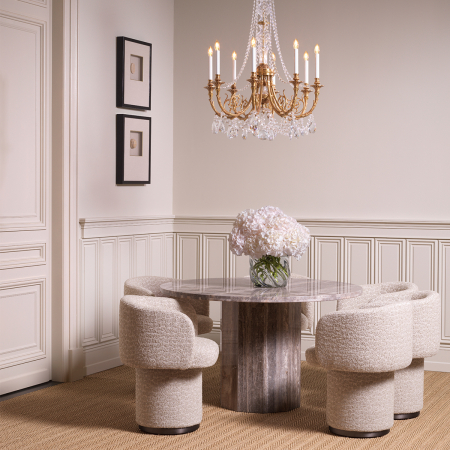 Scaune dining - Scaun dining Marly cu finisaj bronz, jacquard, bej