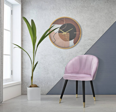 Scaune dining - Scaun Loty, Lemn/MDF/Burete/Catifea/Fier, Roz/Negru/Auriu, 61x60x45 cm