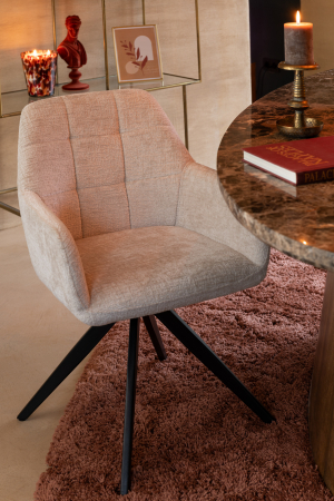 Scaune dining - Scaun rotativ Louna, Fier/Acrilic, Bej