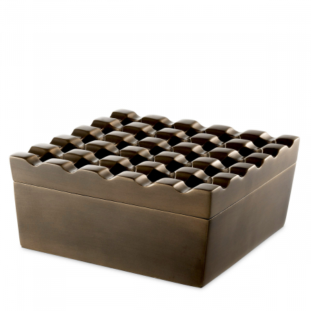 Accesorii - Scrumieră Deluxe, finisaj din alamă cu aspect vintage, L. 20 | W. 20 | H. 9 cm