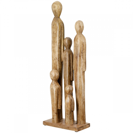 Familie - Sculptură, Grup, Lemn de mango, culori naturale, PU 1, L. 9 cm, L. 18 cm, H 53 cm