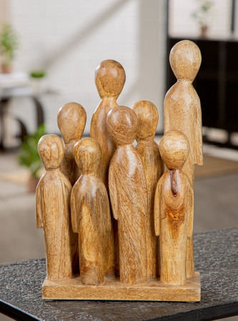 Familie - Sculptură, Grup, Lemn de mango, culori naturale, PU 2, L. 8 cm, L. 18 cm, H 29 cm