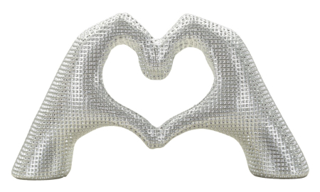 Dragobete - Sculptura inima, argintiu cm 25x7,5x13,5