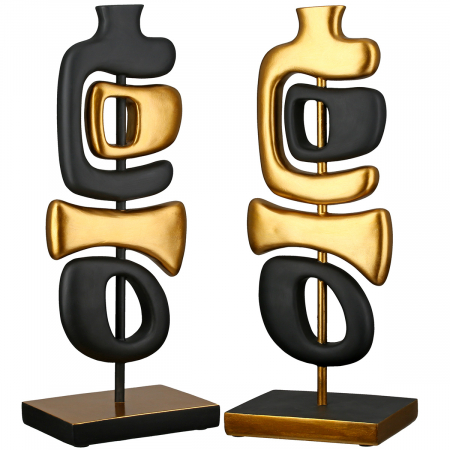 Modern - Sculptură, organică, rășină sintetică, neagră, PU 2, 2 asortate, L. 12 cm, l. 16 cm, H 41 cm