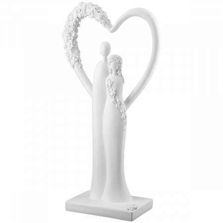 Dragobete - Sculptură, Pereche, Motiv floral, Rășină sintetică, alb, PU 2, L. 7 cm, L. 16 cm, H 30 cm