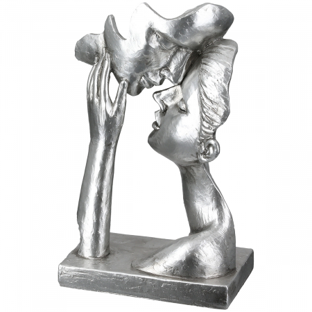 Dragobete - Sculptură, Pereche, Rășină sintetică, argintie, PU 2, L. 8 cm, L. 14 cm, H 21 cm