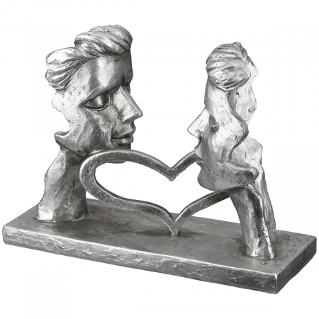 Dragobete - Sculptură, Pereche, Rășină sintetică, argintie, PU 3, L. 7 cm, L. 18 cm, H 15 cm