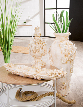 Accesorii - Serie 3 buc., motiv coral, rășină sintetică, alb, PU 1