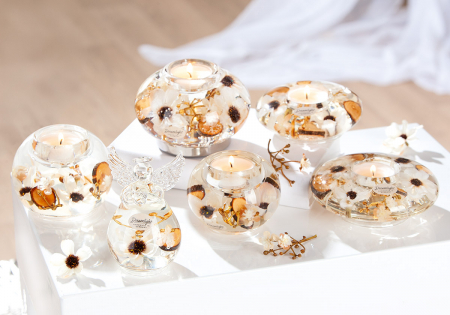 Suporturi lumanari - Serie 34 buc., Dreamlight, Suport lumânare tip pastilă, Sticlă, bej, PU 1