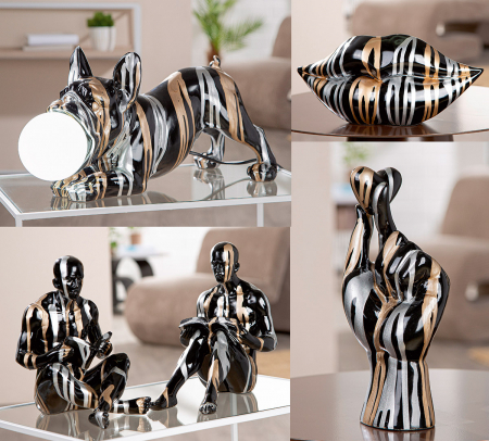 Modern - Serie 7 buc., Model liniar, Rășină sintetică, negru, PU 1