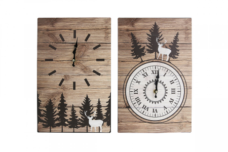 Ceasuri - Set 2 ceasuri Deer, metal, maro, 25x38x3,5 cm