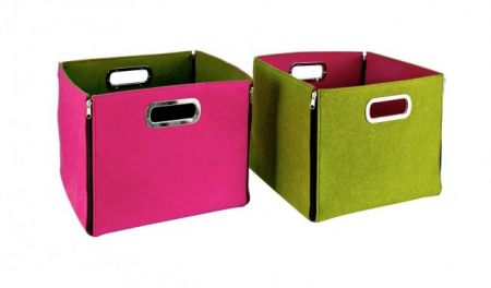 Organizatoare - Set 2 cosuri, felt, roz/verde, 32, 5x32, 5x30cm
