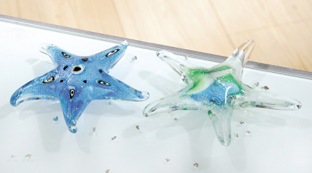 Arta sticlei - Set 2 deco STAR, sticla, 14x3.5 cm